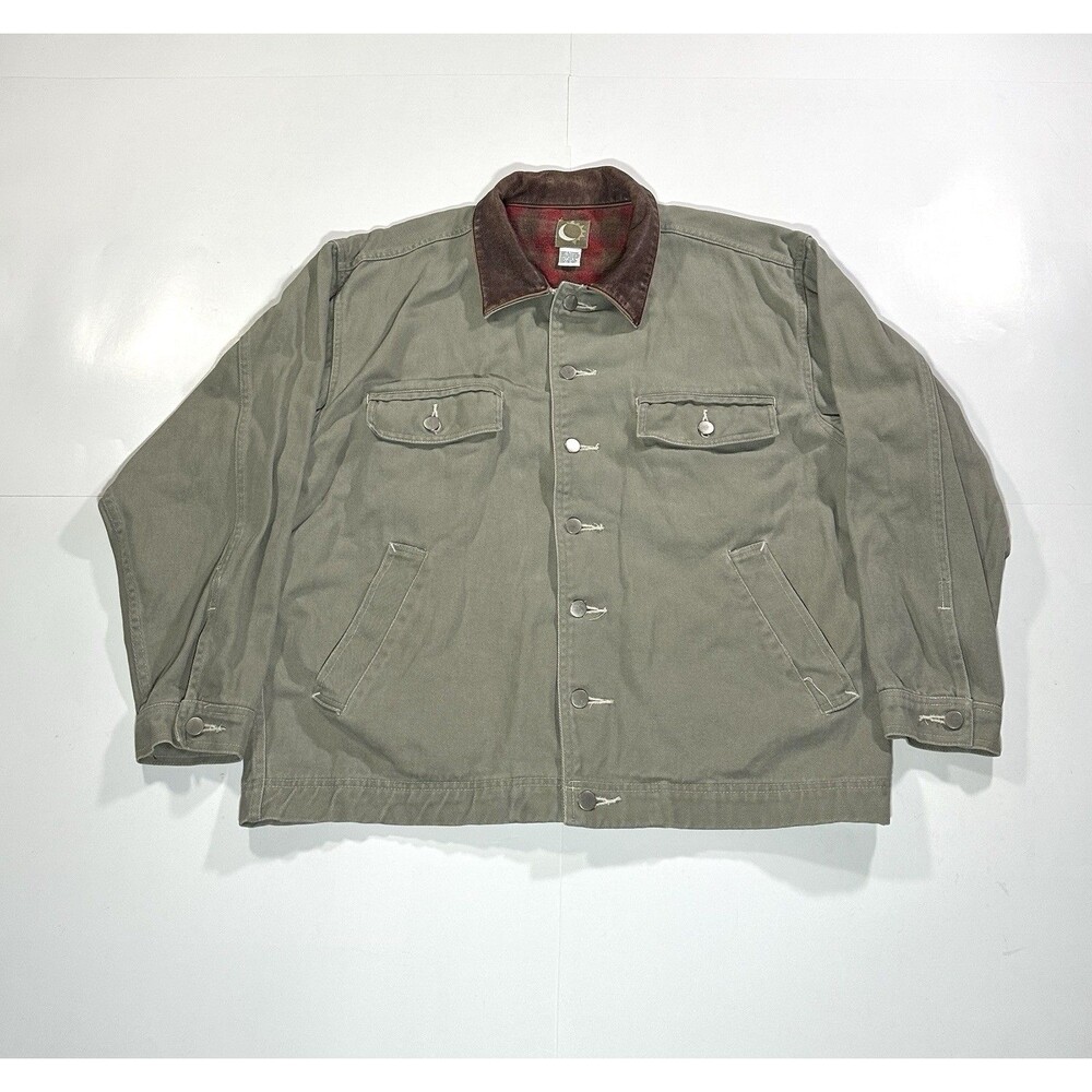 Marlboro Vintage Chore Jacket Rancher Blanket Lined Leather Collar Men Large 90s